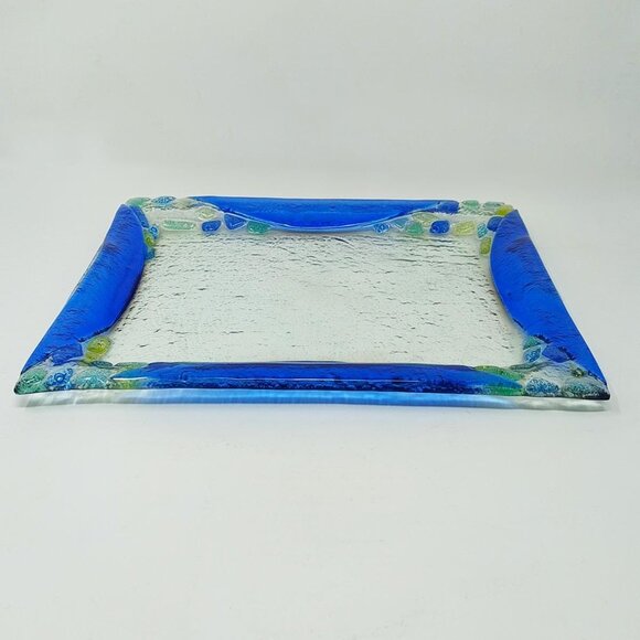 1970s Astonishing Blue Tray By Albatros in Murano Glass. Made in Italy - Picture 3 of 8